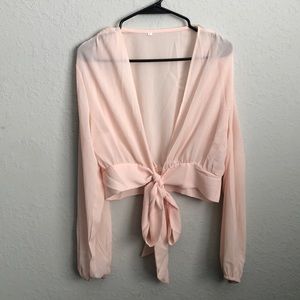 Mesh front tie crop top